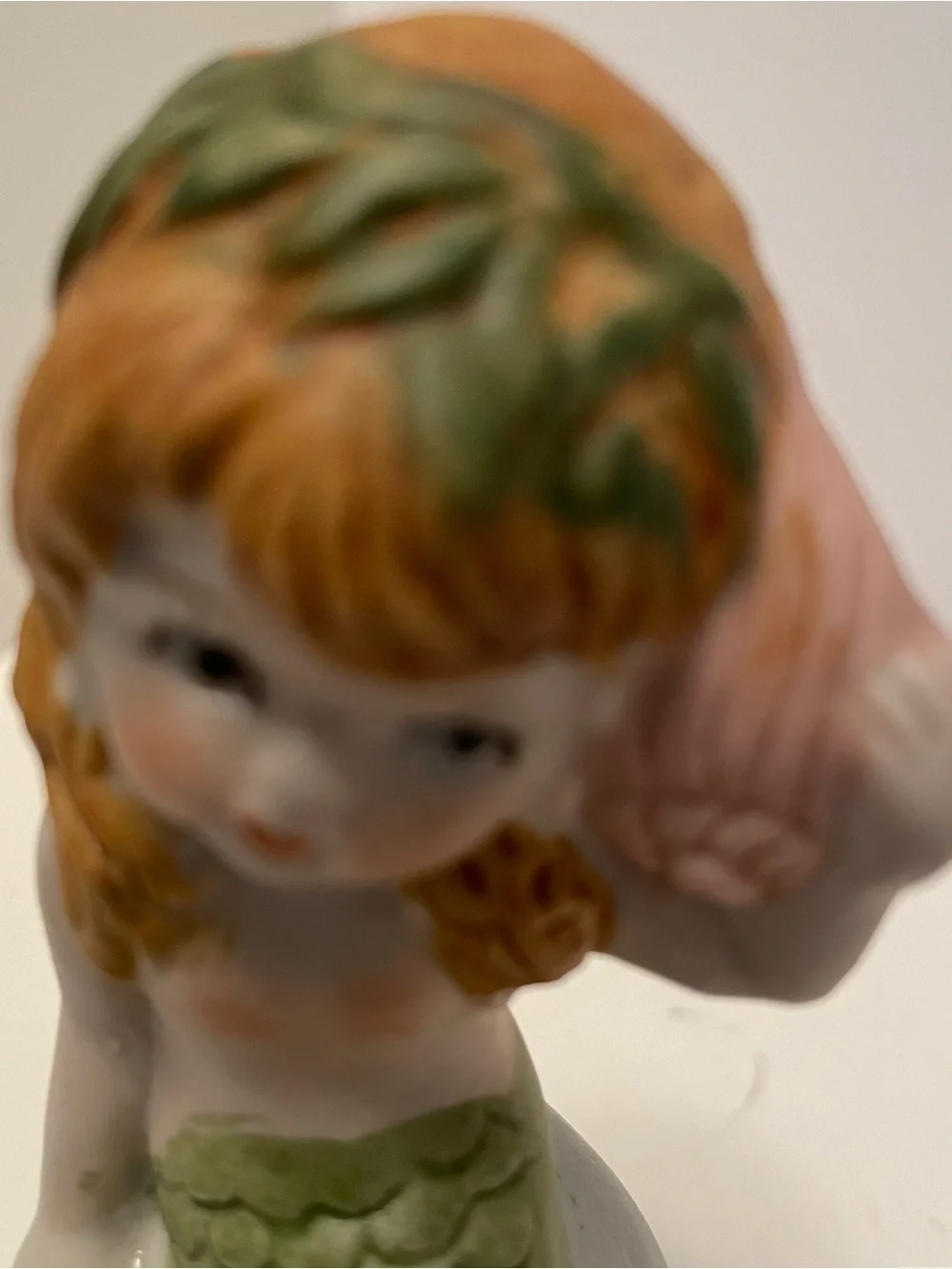 Vintage 1979 Jasco Adorabelles Mermaid on Rock Bisque Bell, Blonde, Green Kitchy
